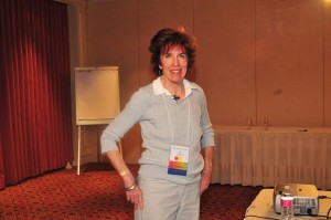 Conference photo in gray sweater